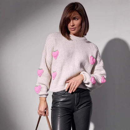 Women's sweater with unique heart design NOVAE