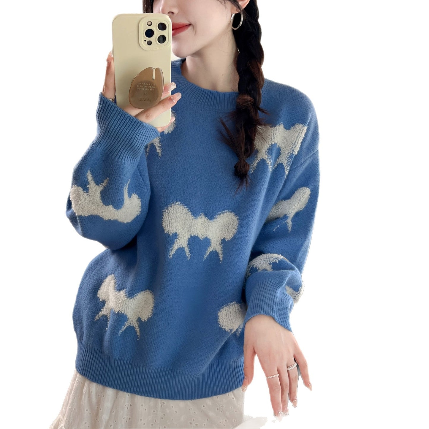 Women's cozy knit sweater with playful pattern NOVAE
