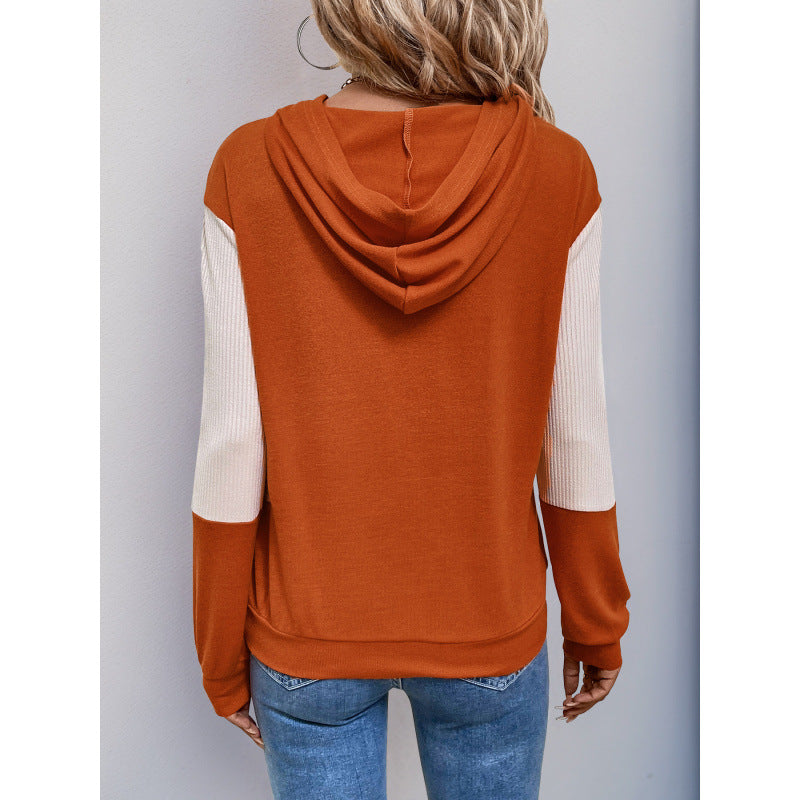 Women's hoodie with a modern color mix and textured fabric NOVAE