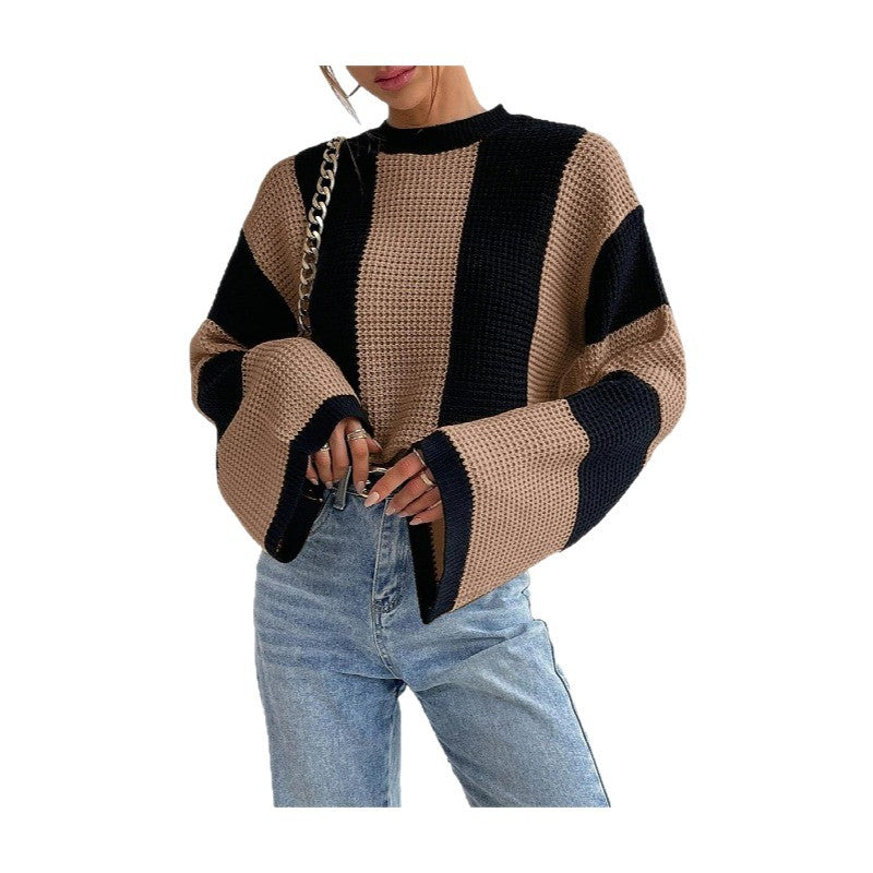 Women's fashionable sweater with a structured honeycomb pattern and wide sleeves NOVAE