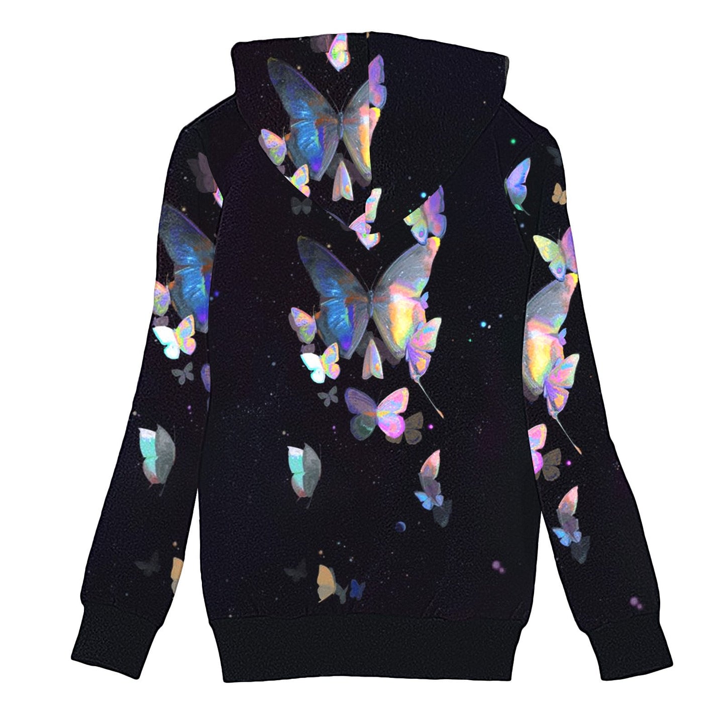 Women's cozy jacket with hood and colorful butterfly design NOVAE