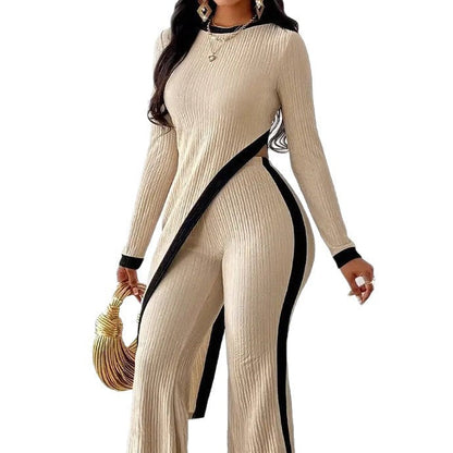 Women's Modern Jumpsuit with Side Slit and Contrasting Accents NOVAE