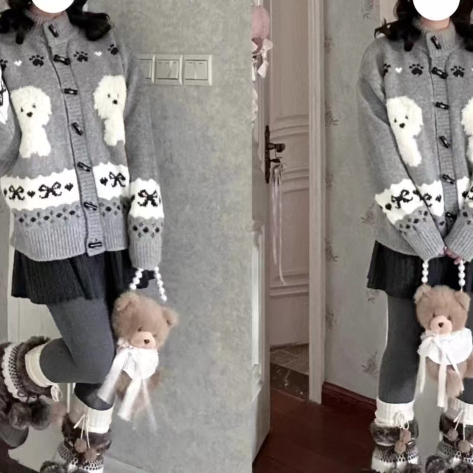 Women's patterned cardigan with animal motif and button details NOVAE