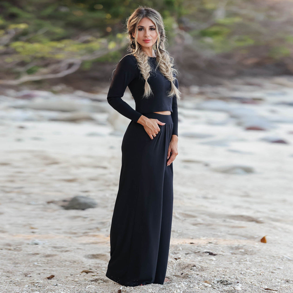 Women's jumpsuit with wide leg and long sleeves NOVAE