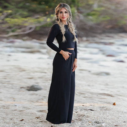 Women's jumpsuit with wide leg and long sleeves NOVAE