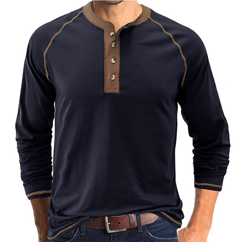 Men's long-sleeved shirt with button placket and contrasting details NOVAE