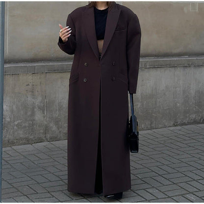 Women's Oversized Blazer Coat with Double Button Closure and Wide Shoulders NOVAE