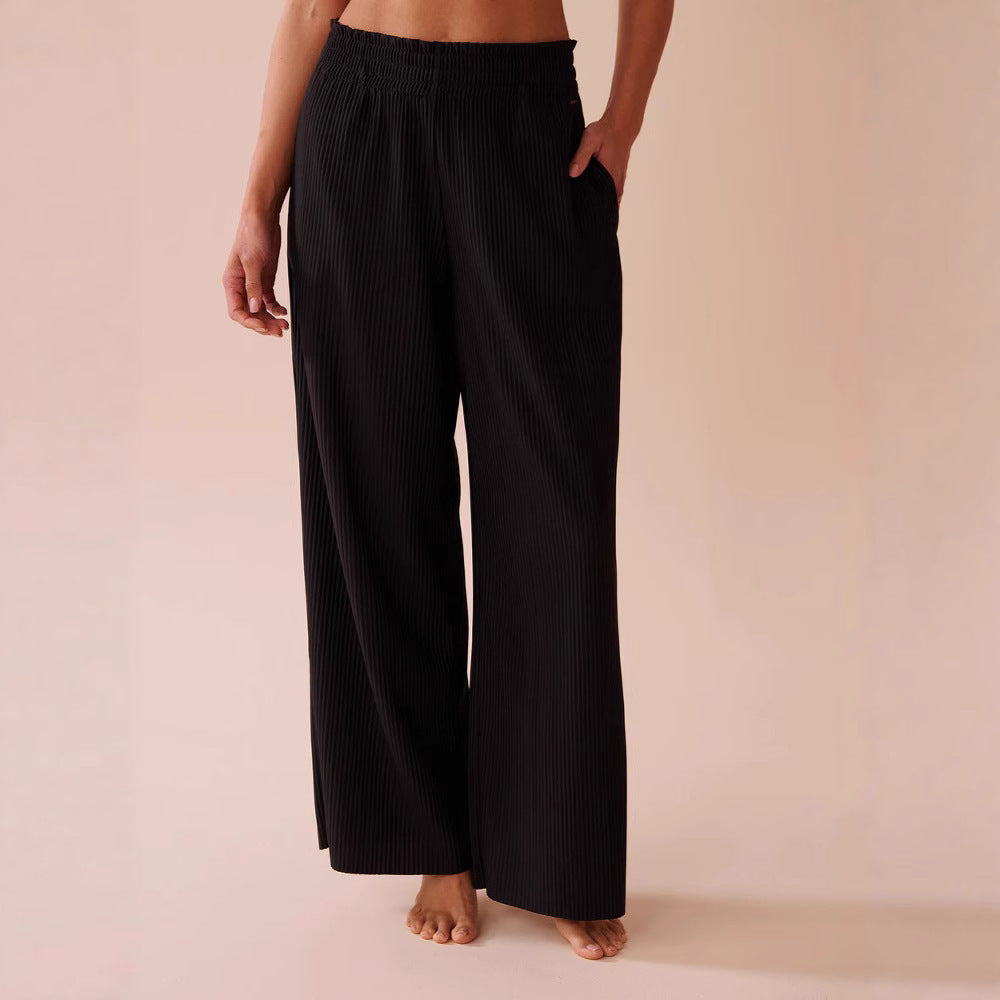 Women's casual pleated trousers with elasticated waistband and side pockets NOVAE