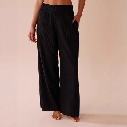 Women's casual pleated trousers with elasticated waistband and side pockets NOVAE