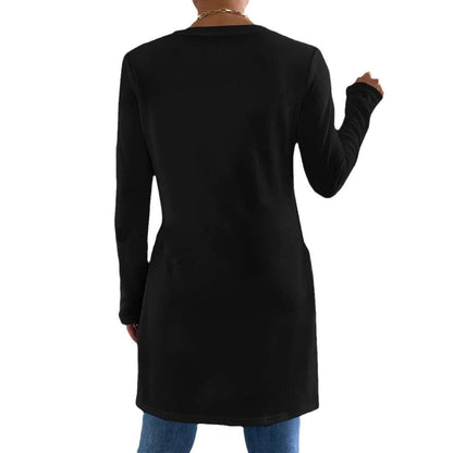 Women's oversized long-sleeved top with side slits and round neckline NOVAE
