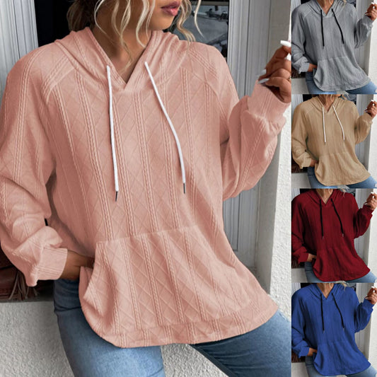 Women's Oversized Knit Hoodie with V-Neck and Stylish Hood NOVAE