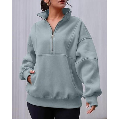 Women's sweatshirt with half zipper and oversized cut NOVAE