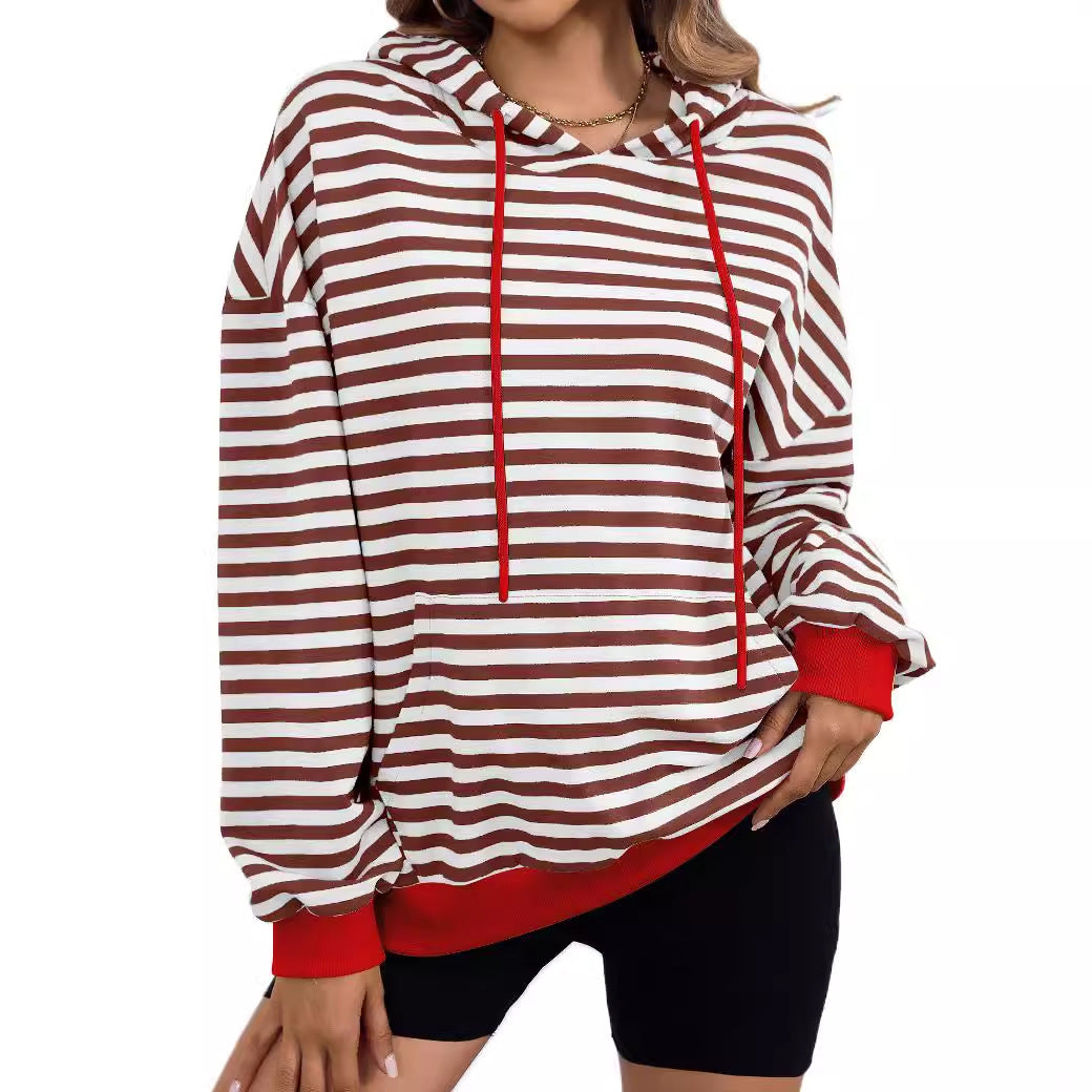 Women's casual hoodie with colorful striped pattern NOVAE