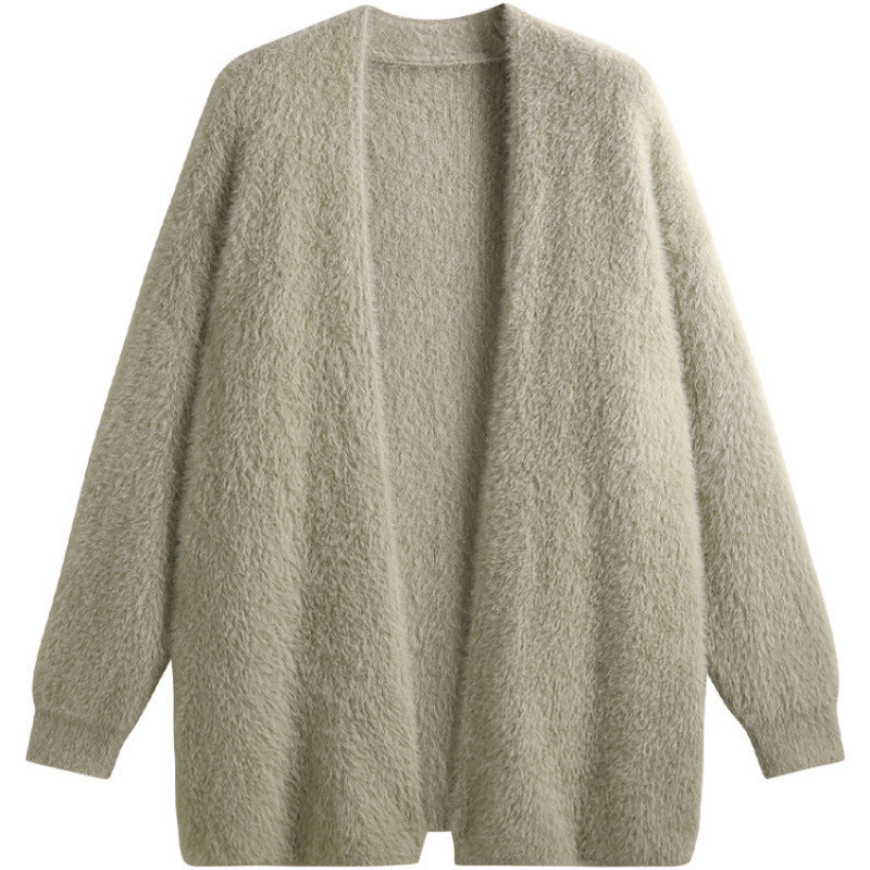 Women's oversized cardigan in soft fleece with an open cut NOVAE
