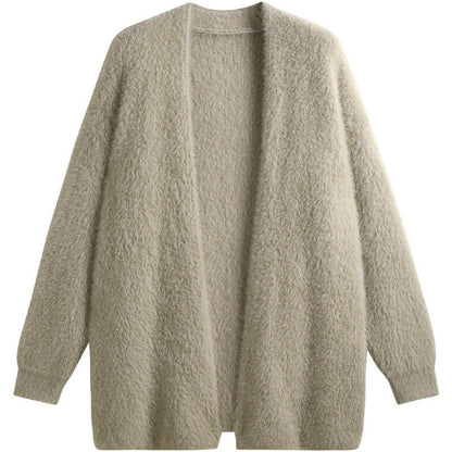 Women's oversized cardigan in soft fleece with an open cut NOVAE
