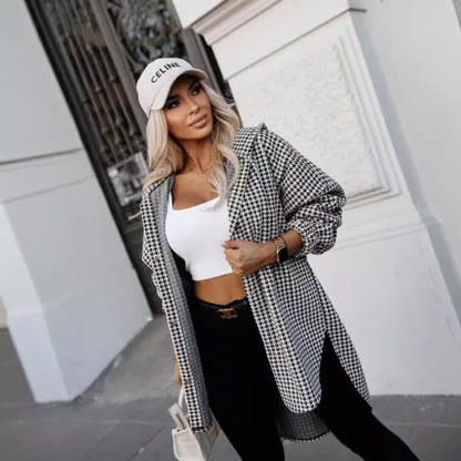 Women's Oversized Shirt Dress in a Modern Check Pattern NOVAE