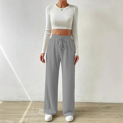 Women's Comfortable Fabric Trousers with Textured Surface NOVAE