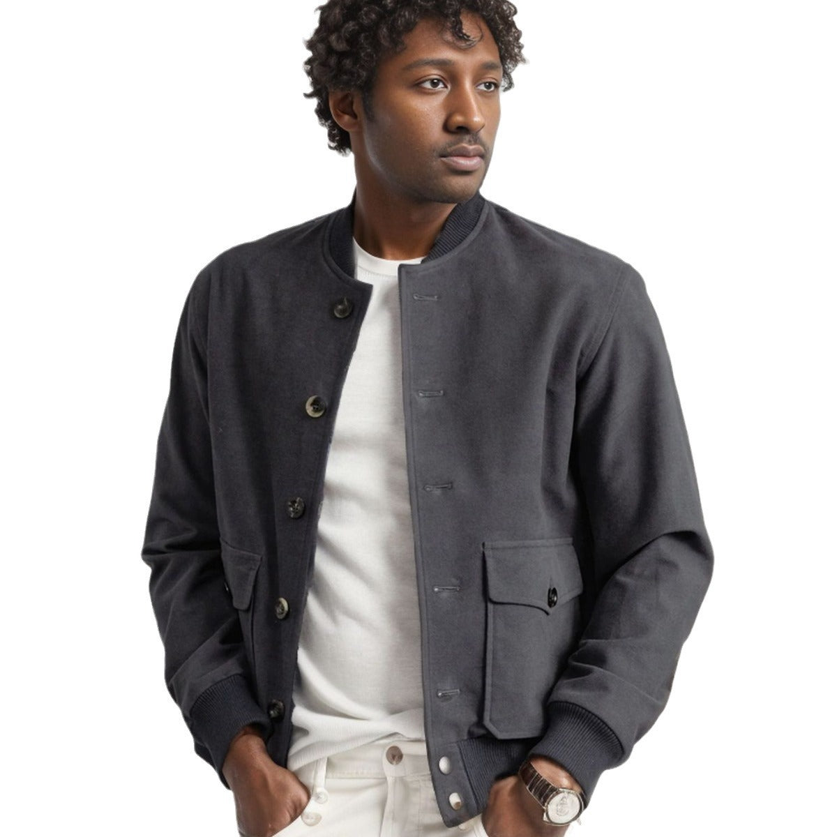 Men's casual bomber jacket made of high-quality material with practical pockets NOVAE