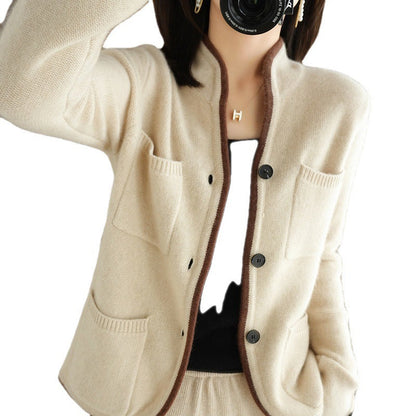 Women's cardigan with high-quality wool and practical pockets NOVAE