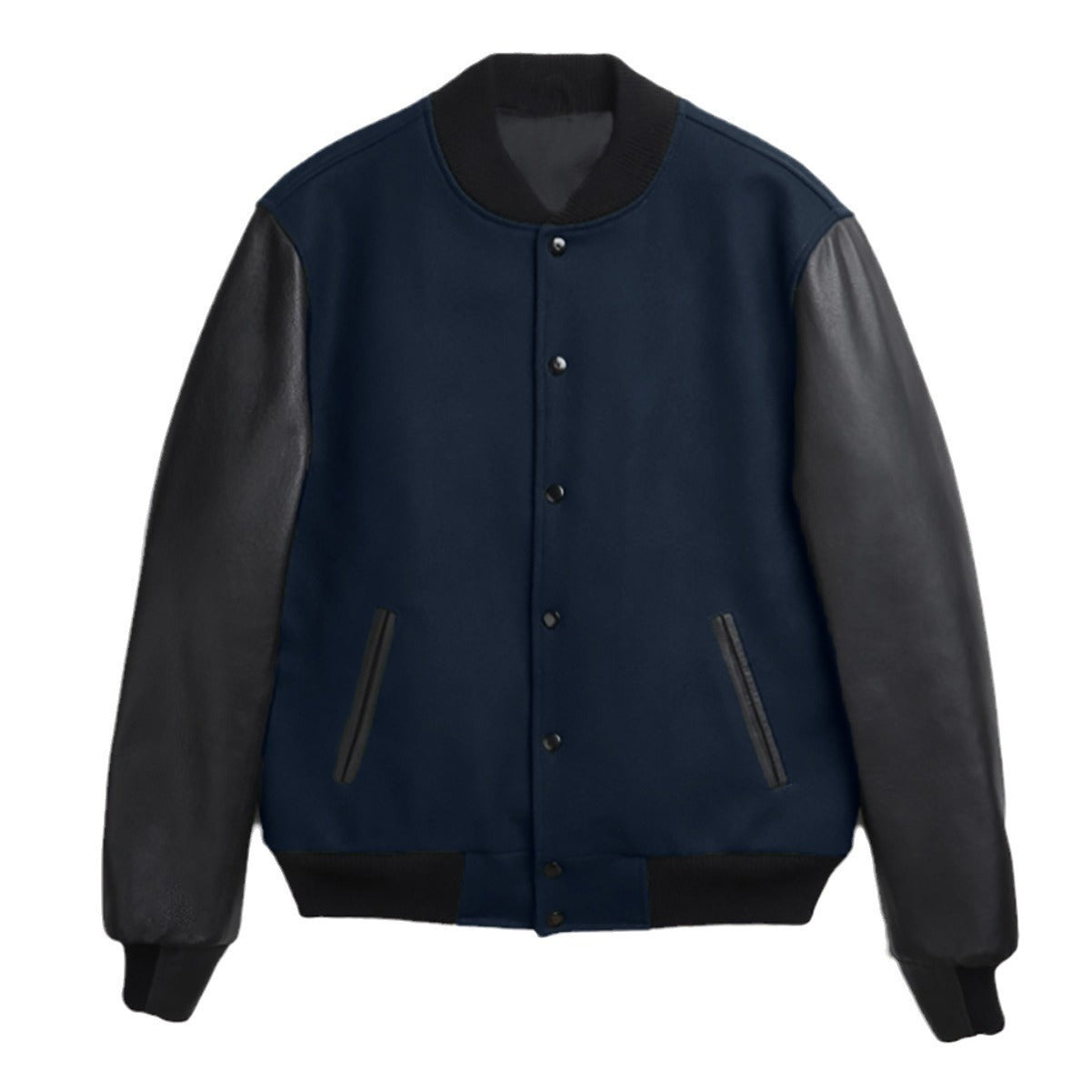 Women's trendy baseball jacket with leather sleeves and practical side pockets NOVAE