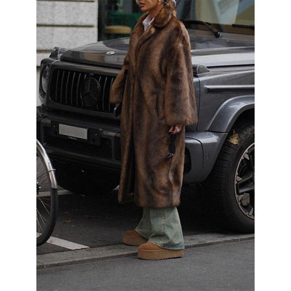 Women's Luxurious Faux Fur Coat with Wide Lapels and Soft Lining NOVAE