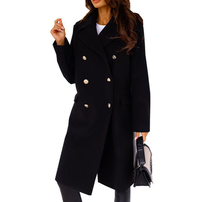 Women's elegant and timeless wool coat with double button placket NOVAE