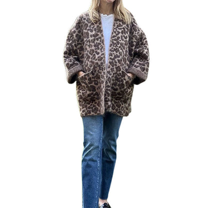 Women's Cozy Leopard Print Cardigan NOVAE
