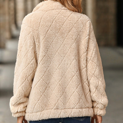 Women's plush jacket with modern quilted details NOVAE