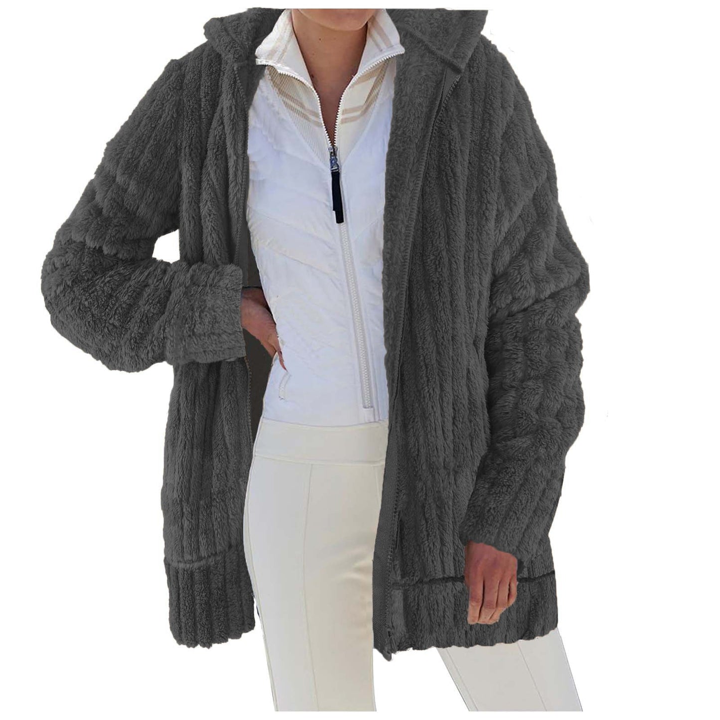 Women's Cozy Fleece Jacket with High Collar and Voluminous Cut NOVAE