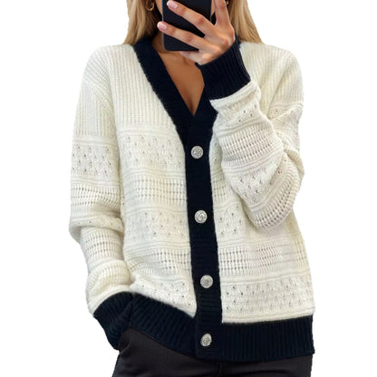 Women's cardigan with honeycomb pattern and elegant buttons NOVAE