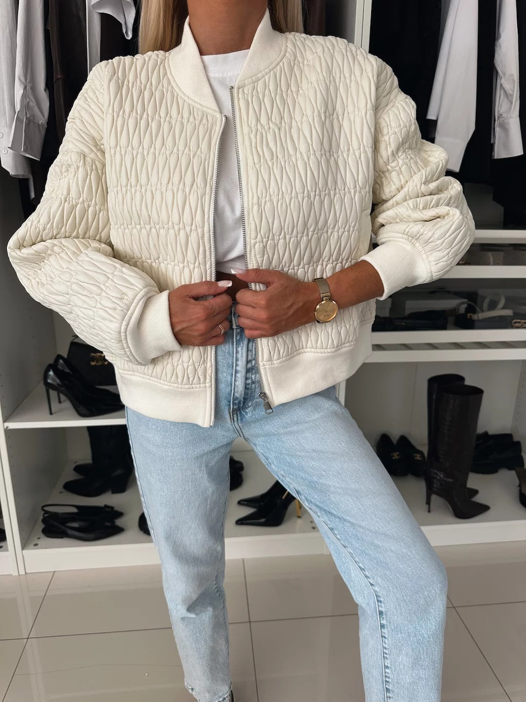 Women's quilted jacket in a casual oversized style with special quilted details NOVAE