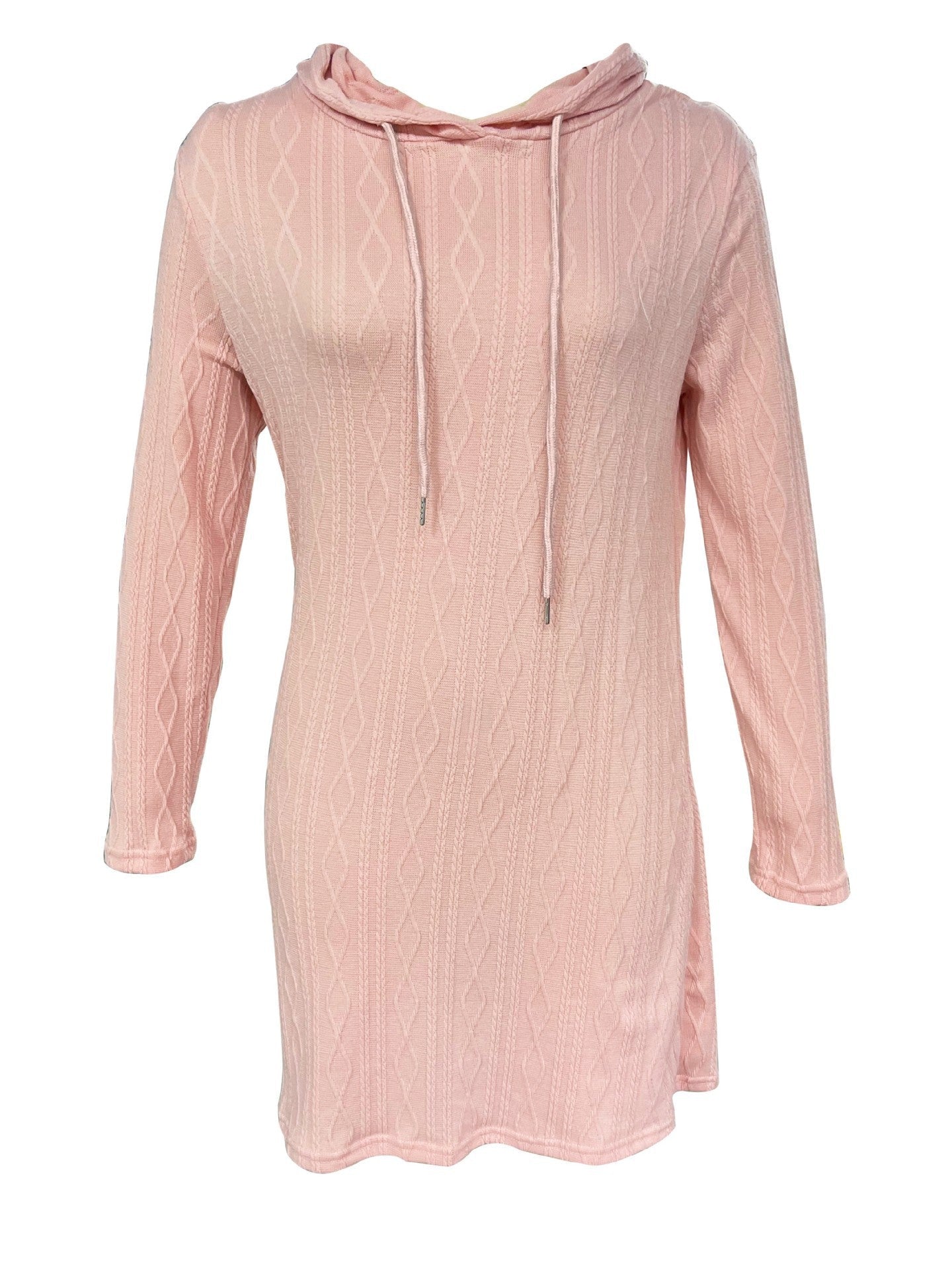 Women's hooded dress with structured knit pattern and relaxed fit NOVAE