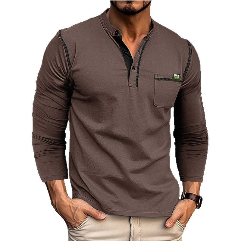Men's long-sleeved shirt with button placket and chest pocket NOVAE