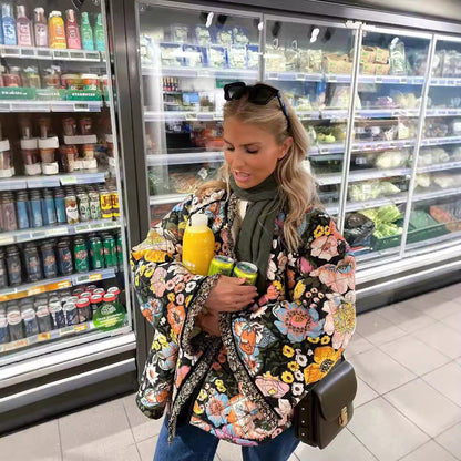 Women's quilted floral jacket with luxurious lining NOVAE