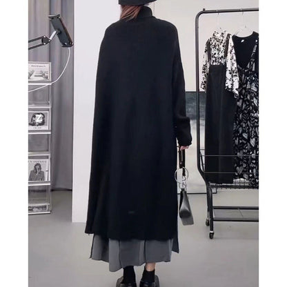 Women's knitted coat with high collar and asymmetrical cut NOVAE