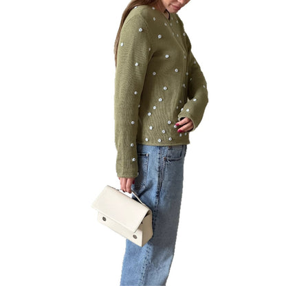 Women's comfortable knit sweater with decorative polka dots NOVAE