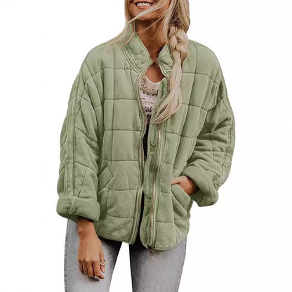 Women's quilted hooded jacket with zipper and pockets NOVAE