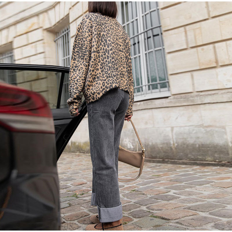 Women's fashionable cardigan with animal print NOVAE