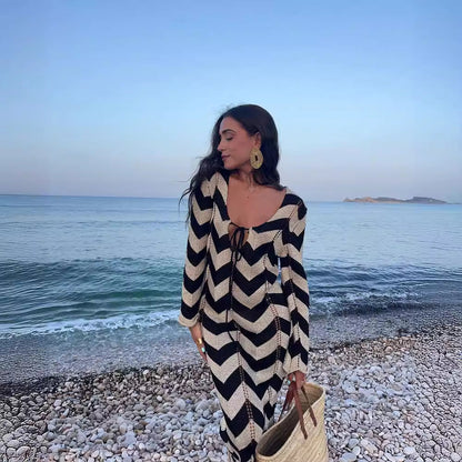 Women's knitted dress with zigzag design and wide cut NOVAE