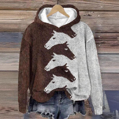 Women's hoodie with creative horse pattern and comfortable fit NOVAE