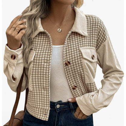 Women's fashionable plaid jacket with pockets NOVAE