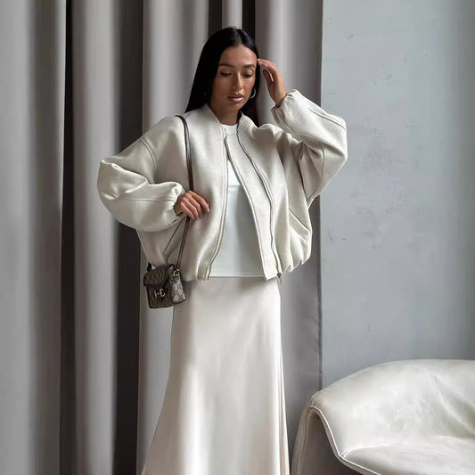 Women's casual bomber jacket with quilted design and practical pockets NOVAE