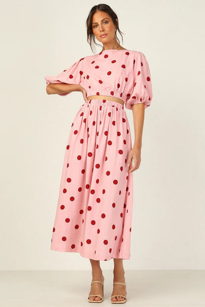 Women's maxi dress with elasticated waist and voluminous sleeves NOVAE