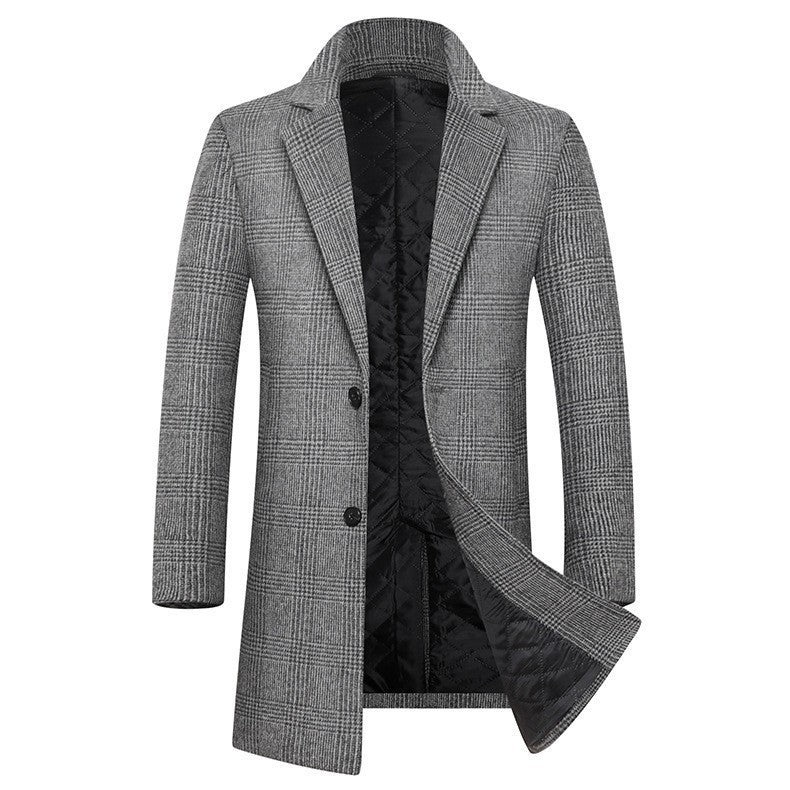 Men's elegant classic checked coat with double-breasted button closure NOVAE