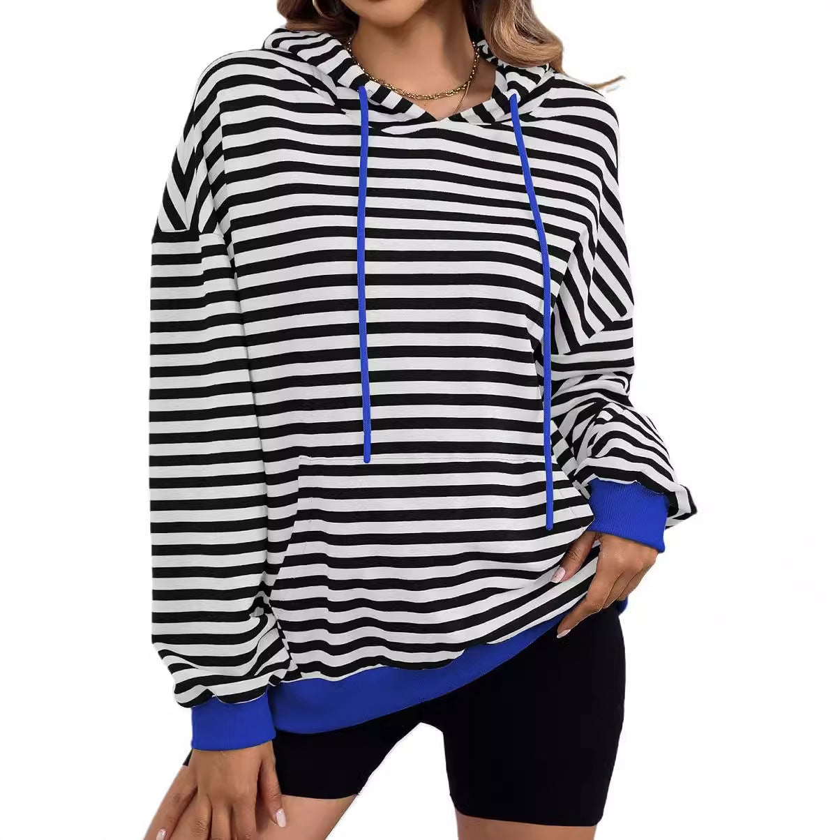 Women's casual hoodie with colorful striped pattern NOVAE