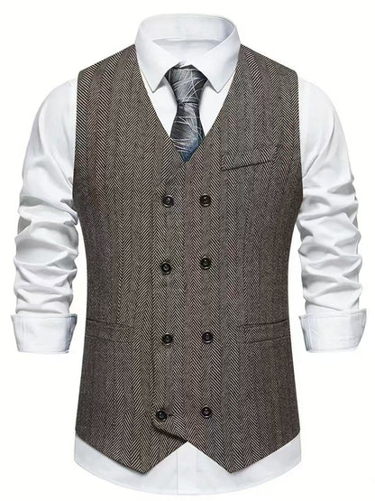 Men's elegant herringbone vest NOVAE