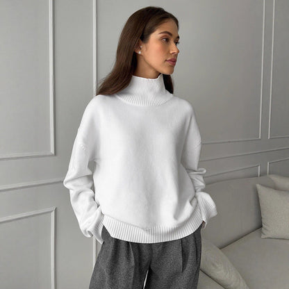 Women's sweater with high-closing collar and relaxed fit NOVAE