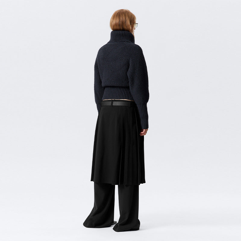 Women's cardigan with high collar and fashionable zipper NOVAE