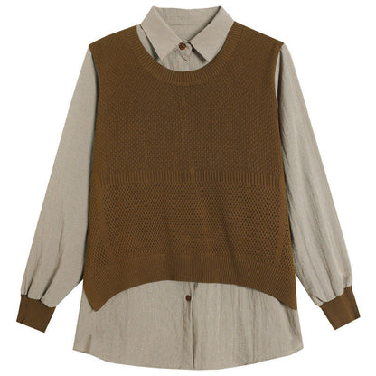 Women's knit sweater with a unique layered look and fine texture NOVAE