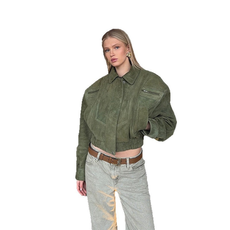 Women's snack leather jacket with a relaxed fit NOVAE